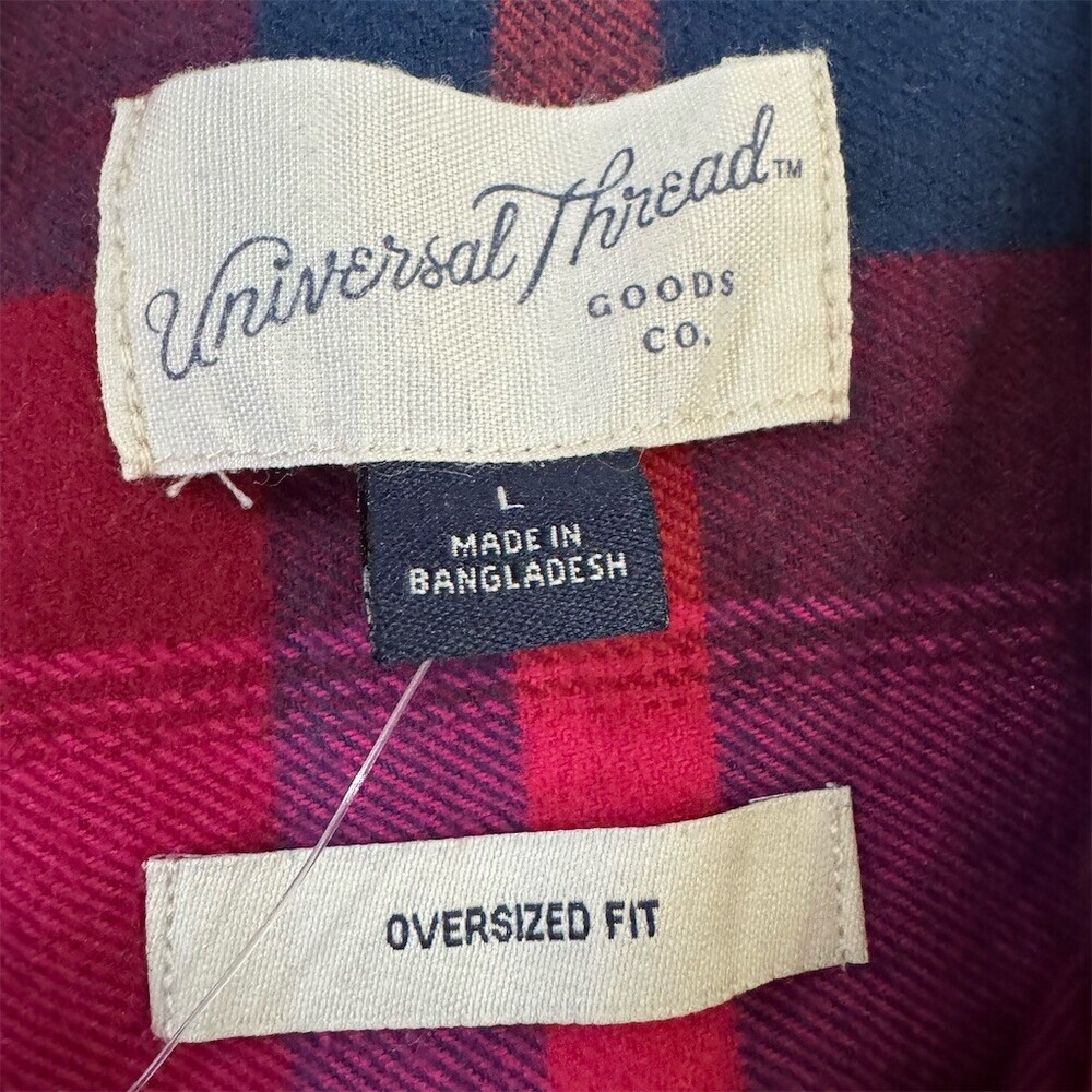 Universal Thread Plaid Oversized Flannel Shirt Womens Size Large - Picture 3 of 5
